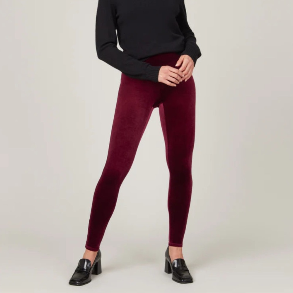 NWT SPANX Velvet Shaping Shapewear Leggings in Rich Burgundy